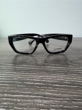 Authentic Chanel Black CC Logo Eyeglasses Frames Rectangular 52MM Brand New